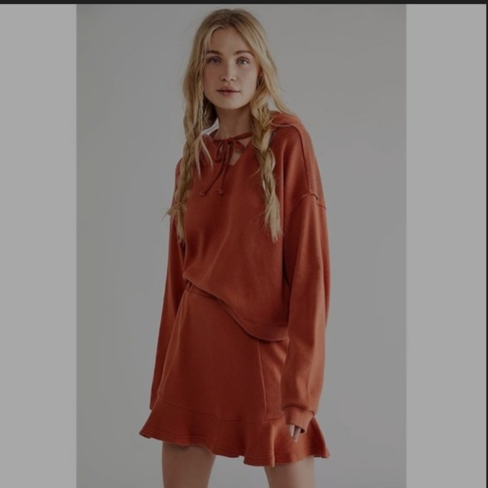NWT Free People Beach Sweater Skirt set-orange, size small